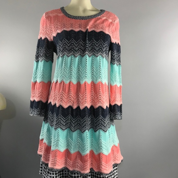 NWOT Heather B 100% cotton knit Chevron long sweater - Picture 4 of 11